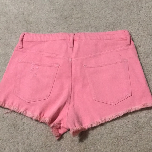 Pink Ripped High Rise Shorts - Picture 3 of 4